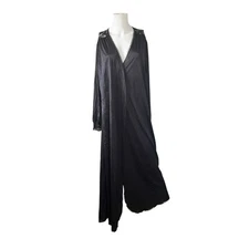 Vintage Sans Souci Black Nylon Robe Womens Size Medium M