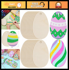 50 Wooden Easter Egg Cutouts - Unfinished Craft Slices for Painting Decor 4.7