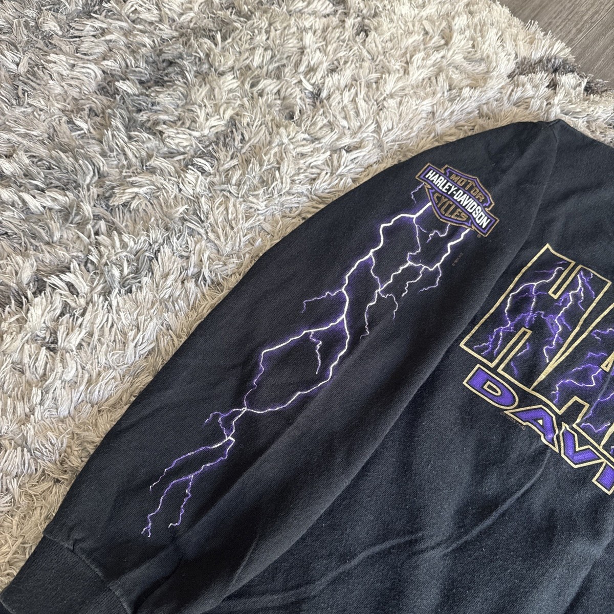 Vintage 90's Harley Davidson Purple Lightning Long Sleeve GRAIL T