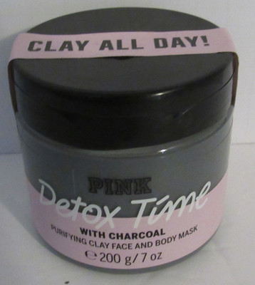 Pink DETOX TIME Purifying Clay Face And Body Mask With Charcoal 200g / 7 oz New