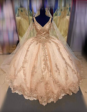 Quinceanera Dresses With Cape 3D Florals Sweet 15 16 Birthday Party Ball Gown