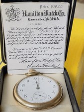 1921 Hamilton Grade 910 17J Railroad Pocket Watch 25Yr Gold Case  Box  P RARE