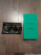 Bottega Veneta Gold Drop Earing Pilot Aviator New With Box And Accesories