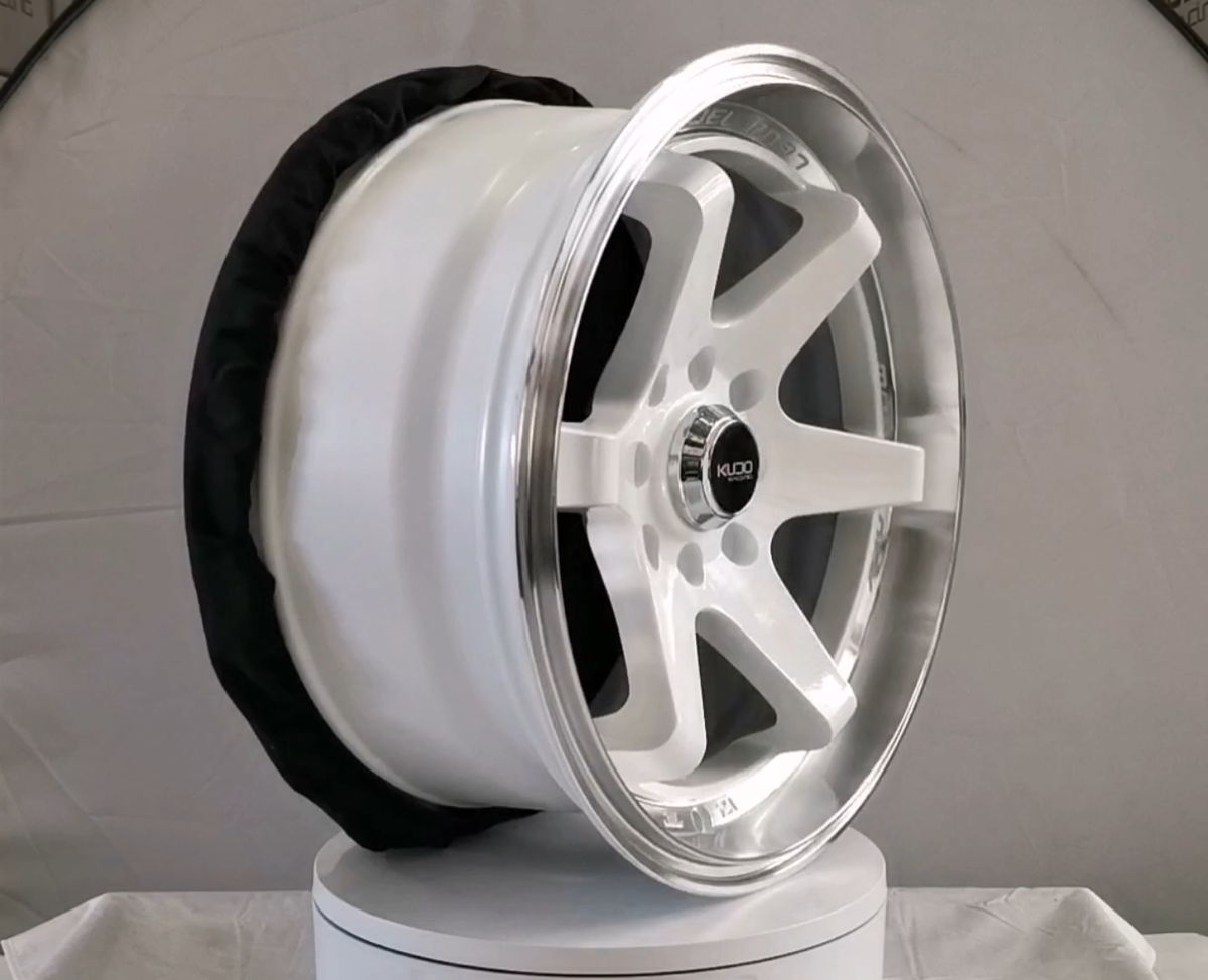 Kudo Racing Disturb 15x7 4x100 4x114.3 White w/Polish Lip Wheels