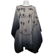 Poncho, Größe: M, Grau/Schwarz/Weiß, Sonstiges, Fleece, Damen #dBK