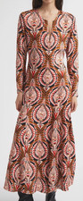 New Farm Rio Women Pineapple Jewelry Front Zip Maxi Dress Boho Chic XXS $239