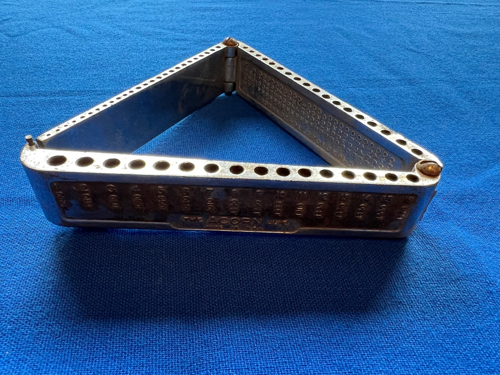 Vintage Acorn Triangle Machinist Drill Bit Index Folding Stand Holder USA