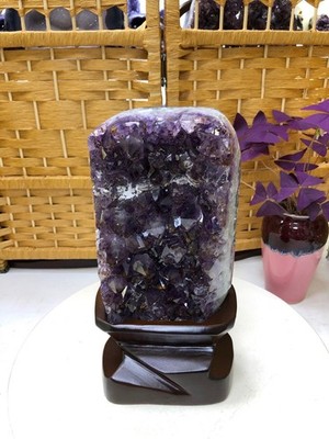 7.9LB Natural Amethyst Cluster quartz cluster crystal mineral specimen gift+base