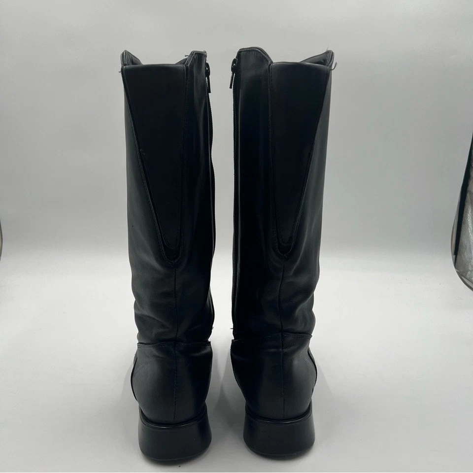 Botas impermeables vintage de cuero negro rubio, 15,5" de alto talla 11B. Foto 4 de 4