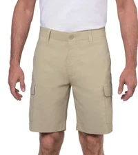 Wearfirst Men's Classic Fit Stretch Fabric Lightweight Cargo Shorts, Tan, 34
