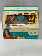 Pioneer Woman Spice Rack and Jar Set NIB Wood with Glass Jars Wildflower Whimsy.