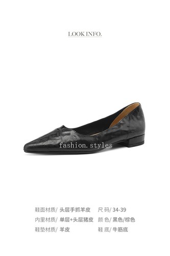 Scarpe da donna retrò a punta slip on OL scarpe basse formali scarpe vera pelle - Foto 9 di 26