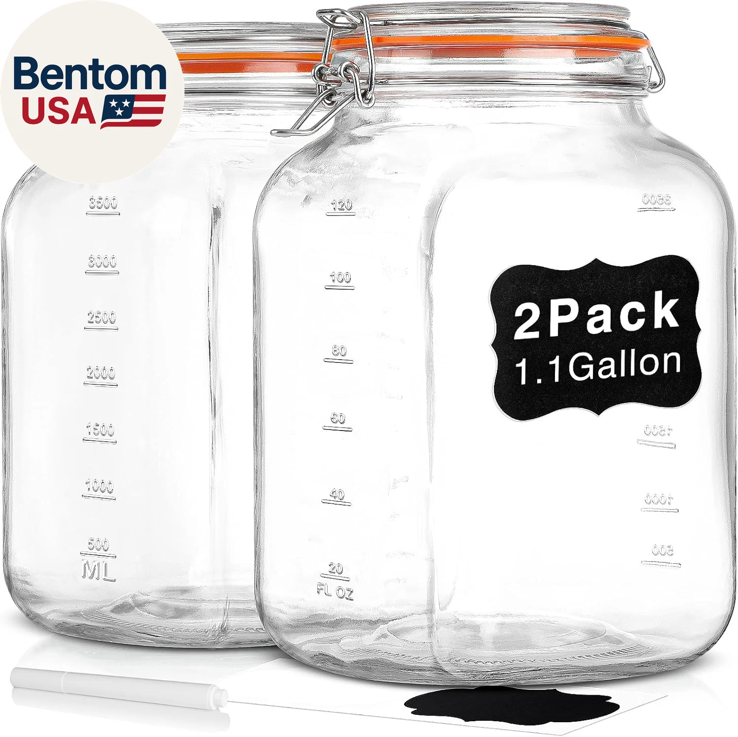 [UPGRADE] 2 Pack Square Super Wide Mouth Airtight Glass Storage Jars with Lids,