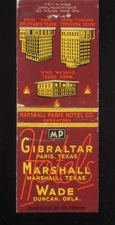 1940s Wade Hotel Hotel Gibraltar Paris Hotel Marshall TX Duncan OK Stephens Co