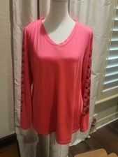 Tatuaż golf damski różowy podkoszulek z długim rękawem, rozmiar large