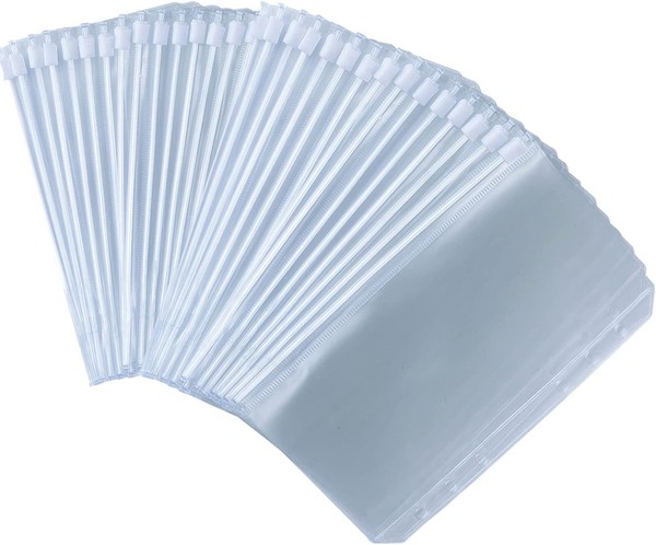 Binder Taschen A6 30 StüCk PVC 6-Loch ReißVerschluss KlarsichthüLlen-image