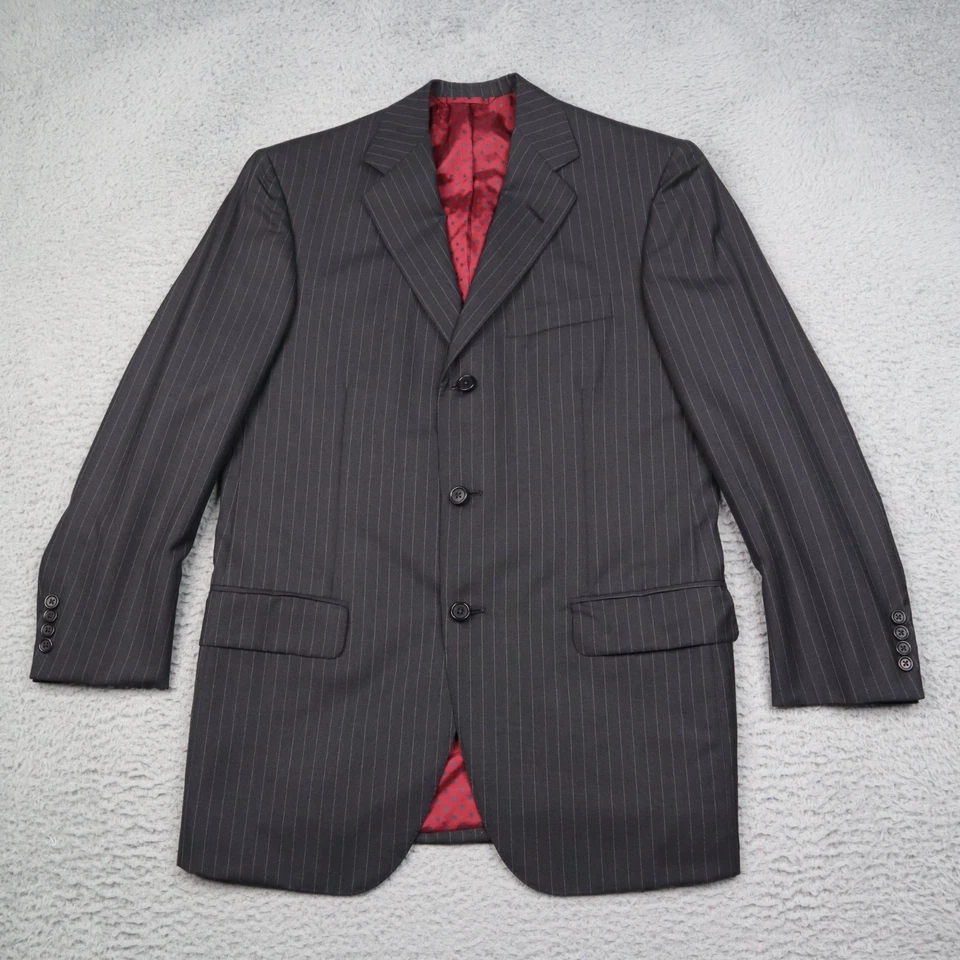 Oxxford Clothes Suit Mens 40R - Pants 34x28 Pinstripe Gray Red Polka Dot Liner - Image 3 of 4