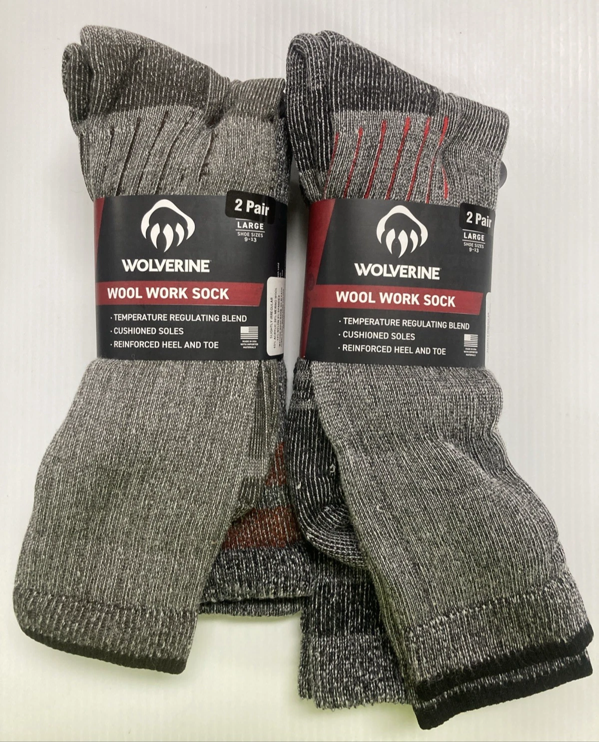 Wolverine Temperature Regulating Merino Wool Boot Socks, Large, 4 prs, Free Ship