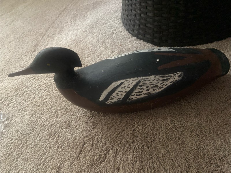 ANTi. VTG Atlantic Menagser Duck HAND CARVED/HAND PAINTED WOOD WEIGHTED DECOY 17