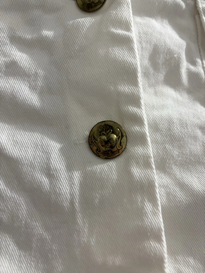 Vintage Y2K Apple Bottoms Jeans White Denim Style Jacket Size L 22x21 - Image 4 of 4