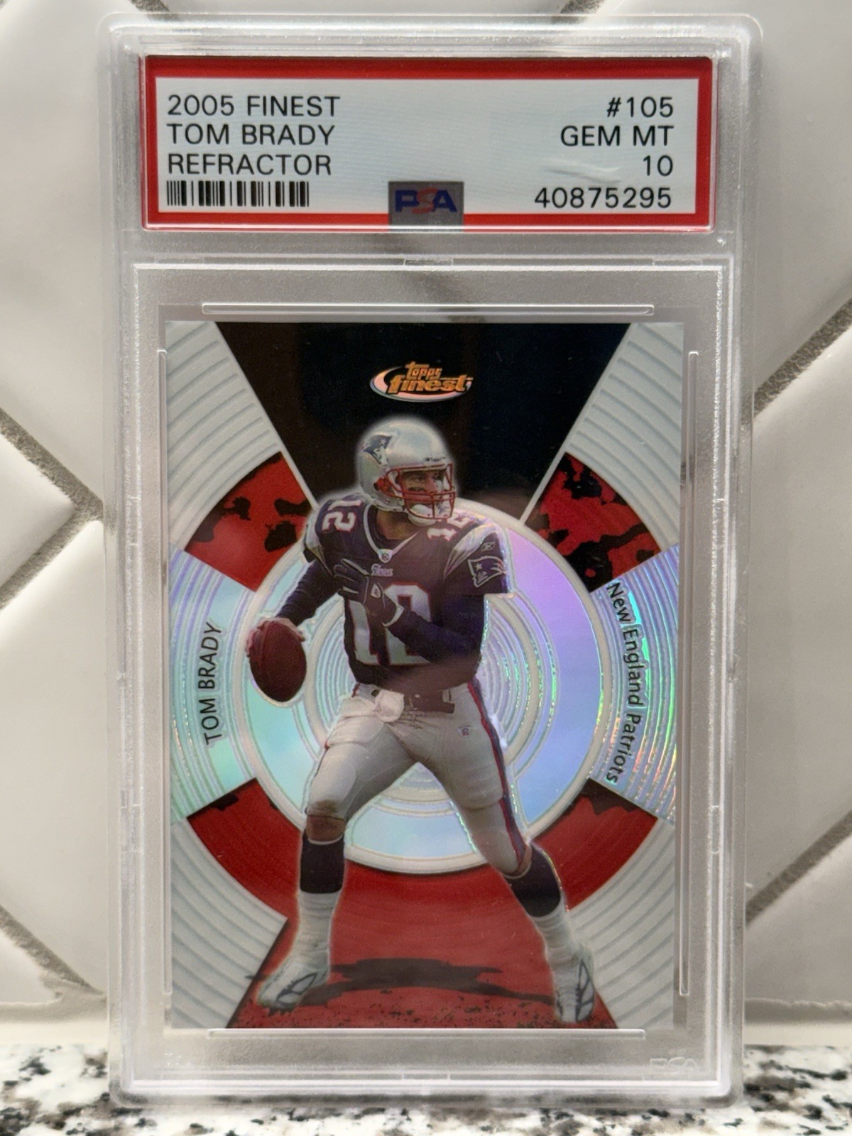 2005 Topps Topps Finest Refractor #105 Tom Brady front