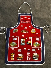 Printed Kitchen Cotton Apron, 24"x31", w/2 pockets, AMERICAN SNACKS, Amber Mills
