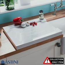 Astini Grooved Ceramic Gloss White Belfast Butler Kitchen Sink Worktop Drainer
