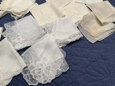 27 Vintage Hankies Handkerchiefs Hanky s White Off White Wedding Some Lace