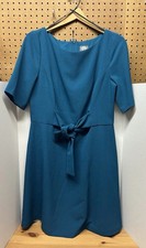 Vince Camuto Bluegreen Dress with Bow short sleeves zipper back  Size 14