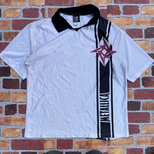 Vintage Metallica Hemd Herren Large schwarz weiß Star Band Giant Polo 90s Rock