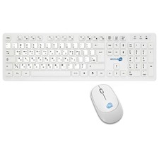 Wireless Mouse And Keyboard Kit With Korean Layout KR QWERTY White M&K