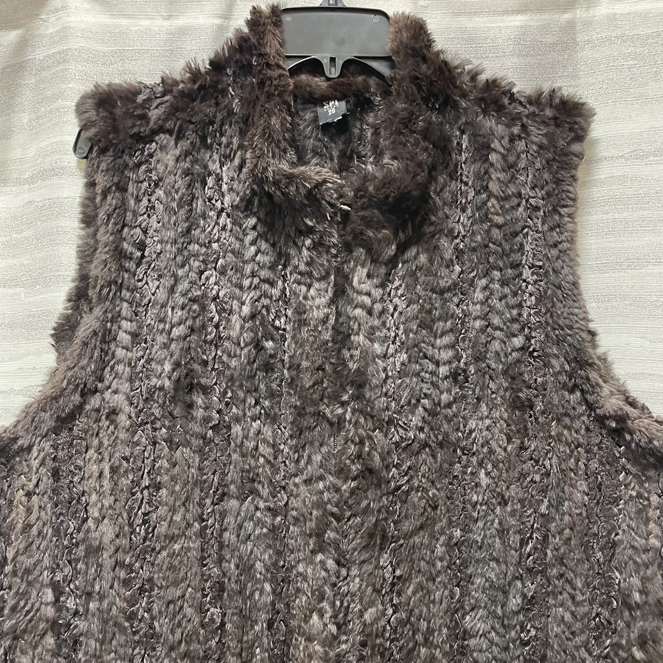 复古 SPI 25 针织 100% 兔毛背心 XL 码 - XXL 安哥拉深棕色拉链 Y2K — 第 2/4 张图片