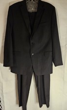 Calvin Klein Suit Mens 48L Black Pinstripe 2 Button Notch Lapel Wool Pants 40x33