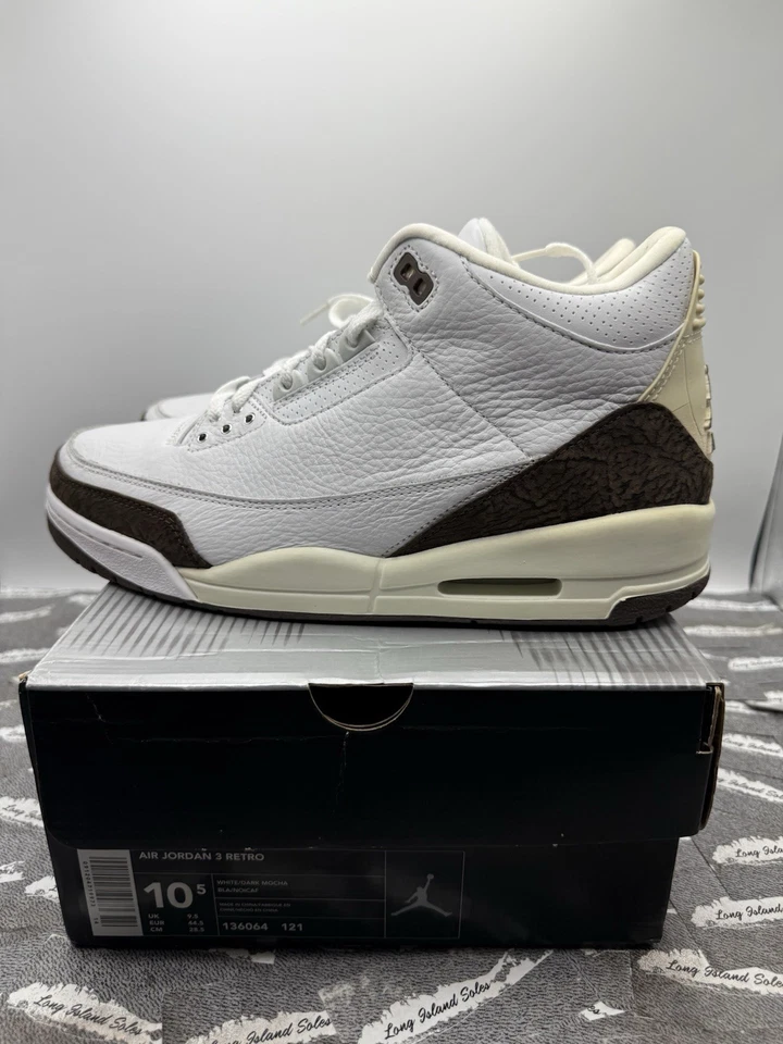 Nike Air Jordan III 3 2001 retro OG blanco moca marrón cemento 136064-121 10,5 Foto 3 de 4