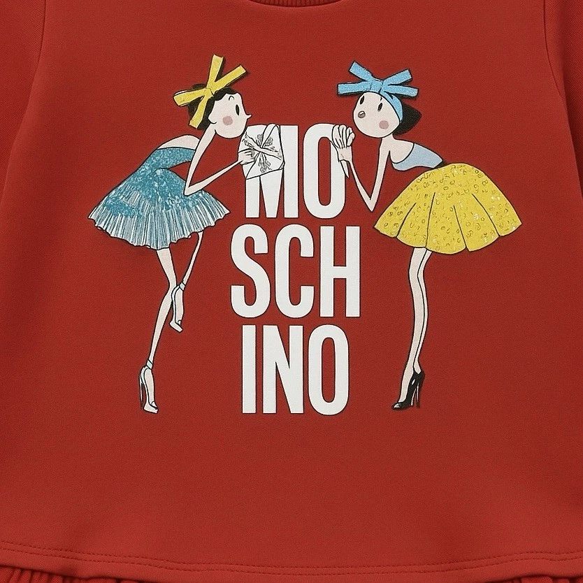 Vestido Moschino rojo sin mangas para niños y niñas talla 4-5 Foto 2 de 3