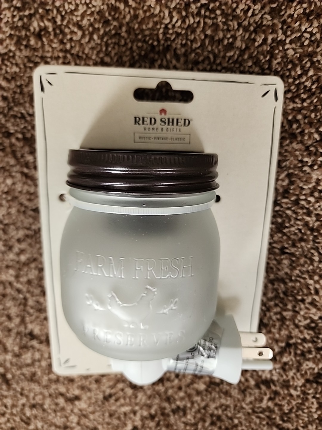 Red Shed Plug In Jar Electric Wax Warmer Farm Fresh Chicken Theme Mason Jar NEW