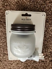Red Shed Plug In Jar Electric Wax Warmer Farm Fresh Chicken Theme Mason Jar NEW