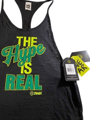 Zumba Black Racerback Tank Top ''The Hype Is Real'' Womens Activewear Fitness XS