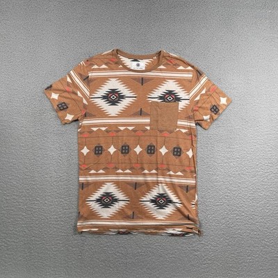 On The Byas Men's Medium Southwestern Aztec Print Short Sleeve T-Shirt W/Pocket