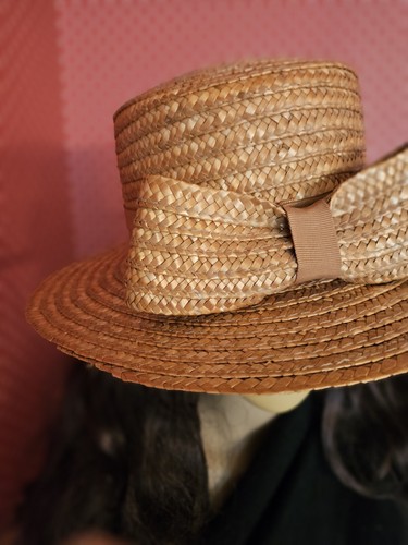 Vintage Betmar 100% Straw Boater Hat Wide Brim Large Bow Made In Italy RN39360 - Picture 18 of 22