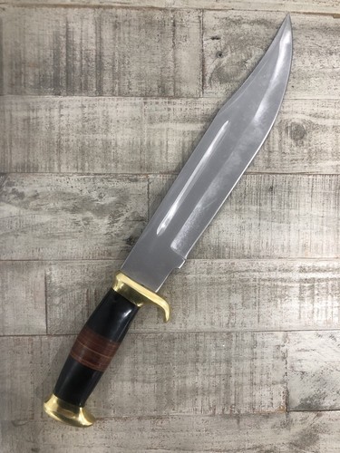 17”Hand Forged Hunting Crocodile Dundee High Polish Survival Bowie Knife+Sheath - Picture 2 of 12