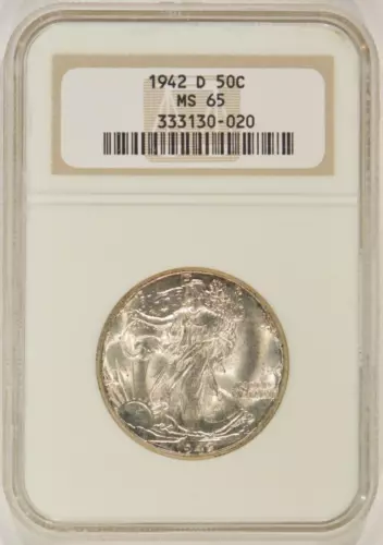 1942-D Walking Liberty Silver Half Dollar 50c NGC MS65 333130-020