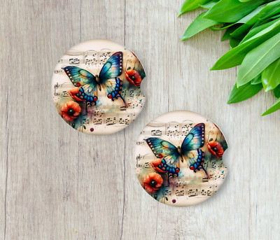 2 Butterfly, Car Coasters, 2.75''/5mm thick/neoprene/non-slip/(car49)