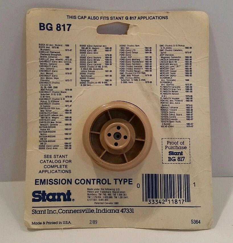 Tapa de combustible NOS Stant BG 817 - Ford, Dodge, Chevrolet, Buick, Toyota, Pontiac, etc. Foto 2 de 4