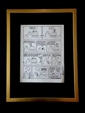 Charles Schulz + Signed Vintage 1968 Peanuts Snoopy Cartoon + New Frame 16x12in