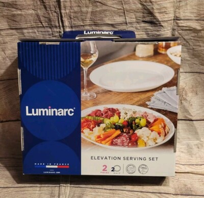  Luminarc 2 Piece  Serving Plates  The Elevation Serving Set From France NEW