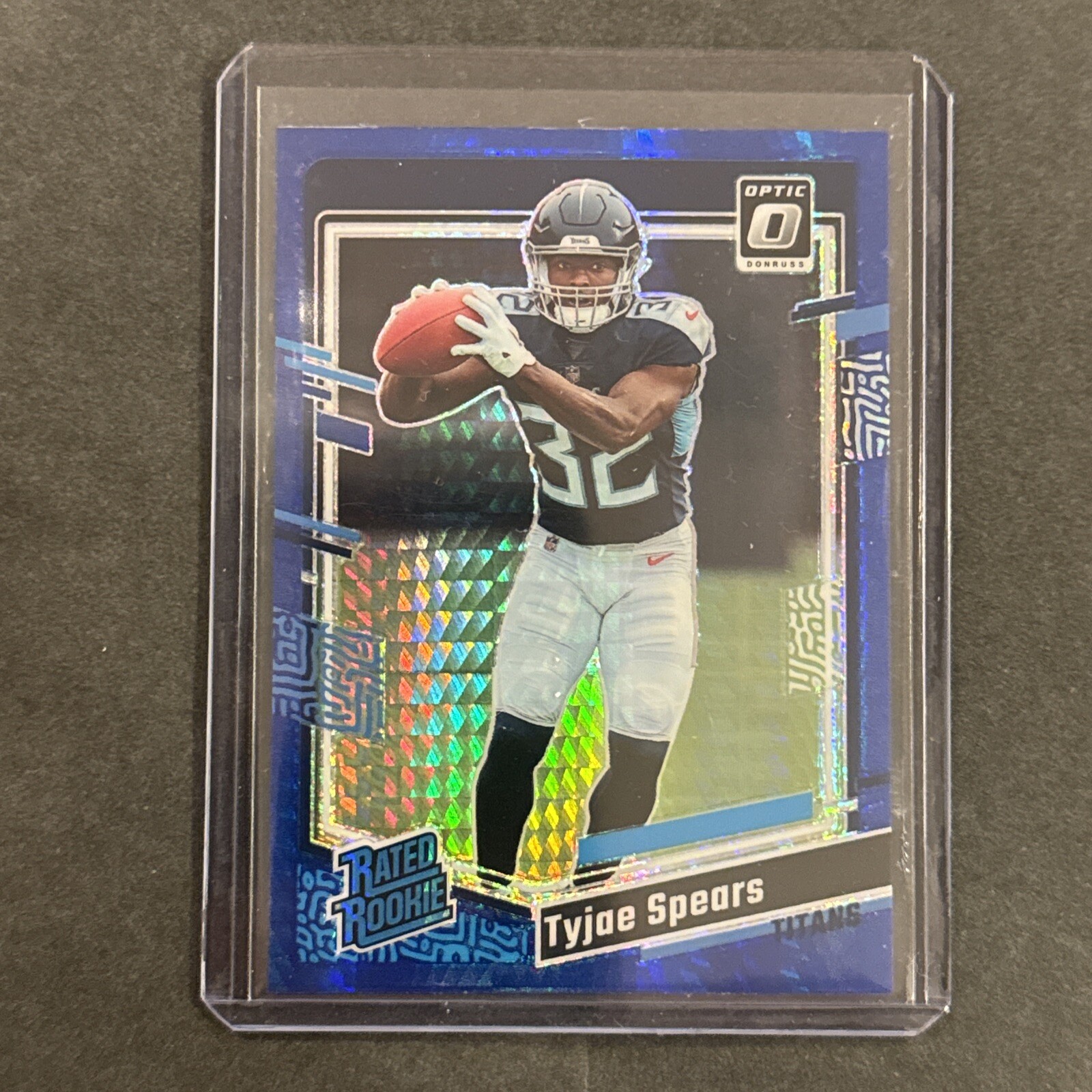 2023 Panini Donruss Optic - Rated Rookie Blue Hyper Prizm #297 Tyjae Spears (RC)