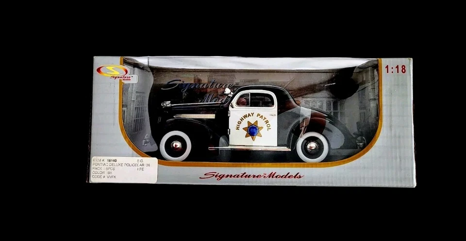 1936 PONTIAC DELUXE POLICE CAR HIGHWAYPATROL  1:18 SCALE SIGNATURE MODELS   - Image 4 of 4
