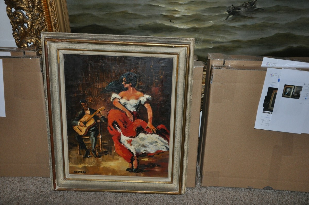 Lovely Large Antique FLAMENCO Dancer Painting by Montero | eBay