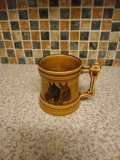 Britannia Designs Ceramic Brown Mug Tankard Small Cup - Horses 6.5cm X 8cm high
